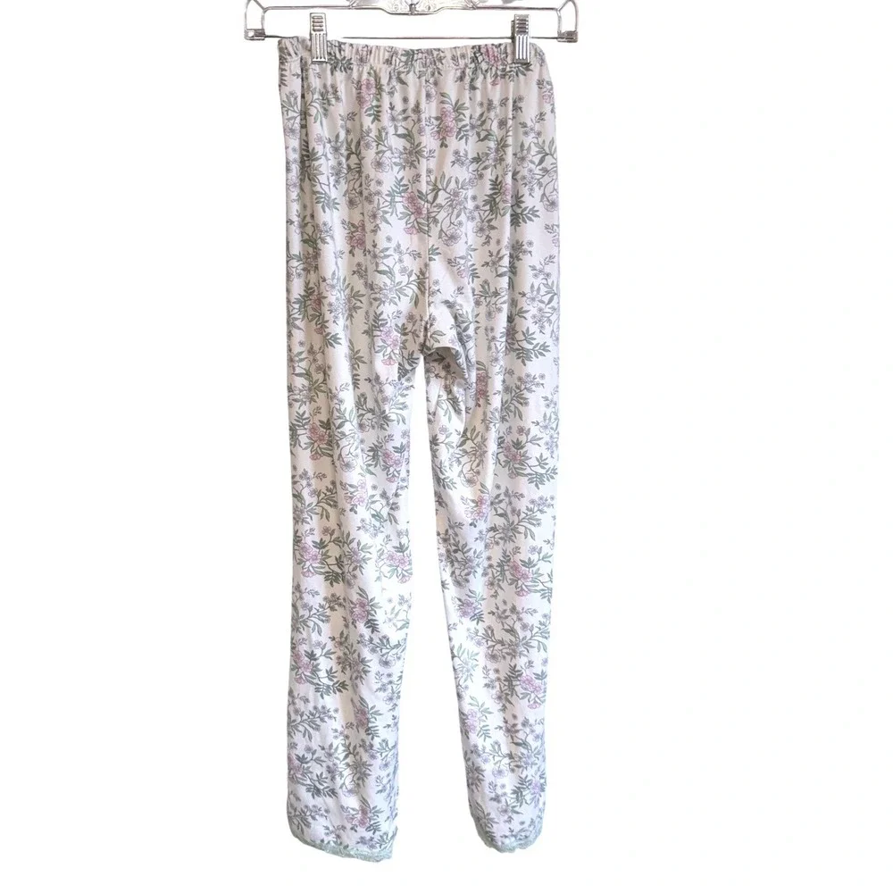 Elizabeth & Nicole Pajama Set Womens Small White Floral Lace Henley Loungewear